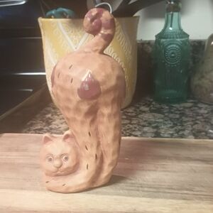 Whimsical Brown Cat Figurine